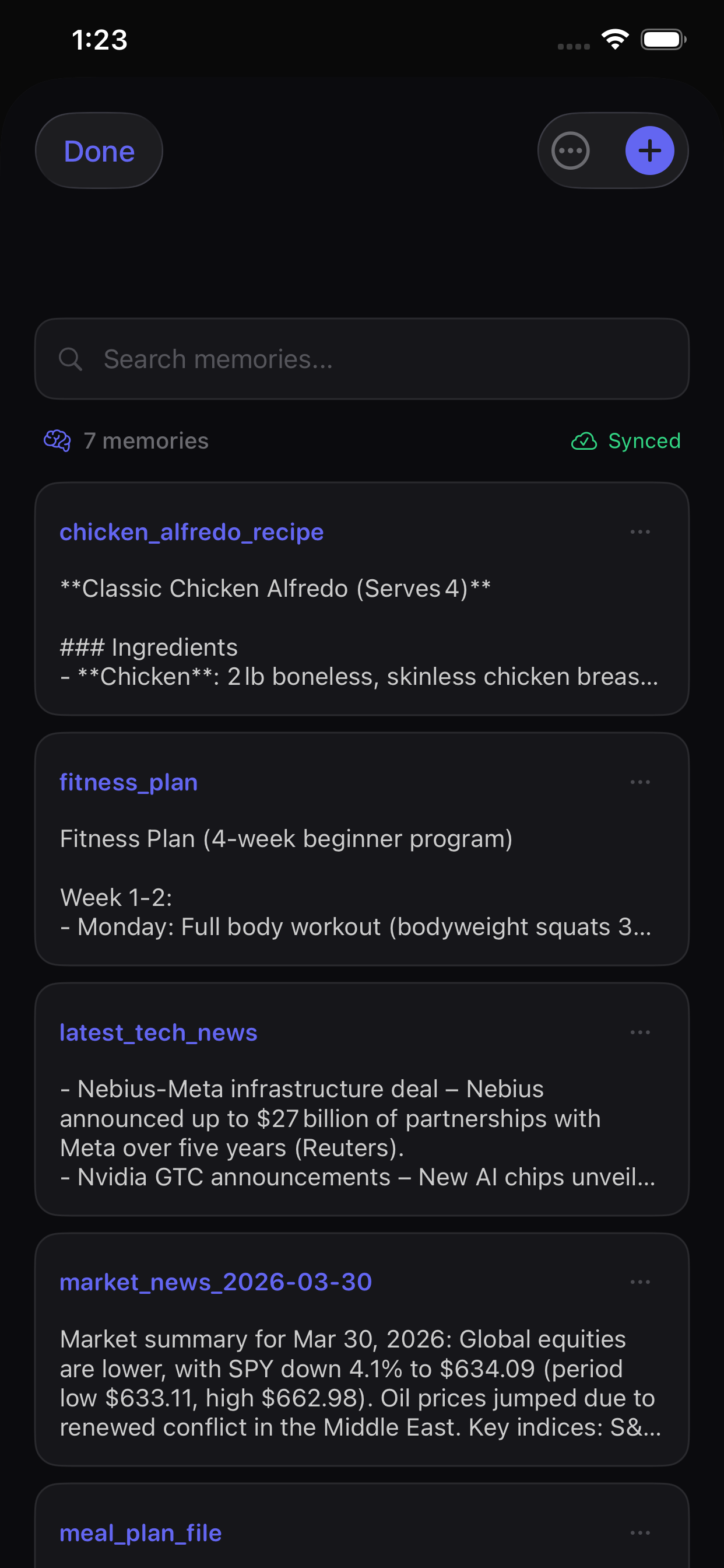 Memories and knowledge management