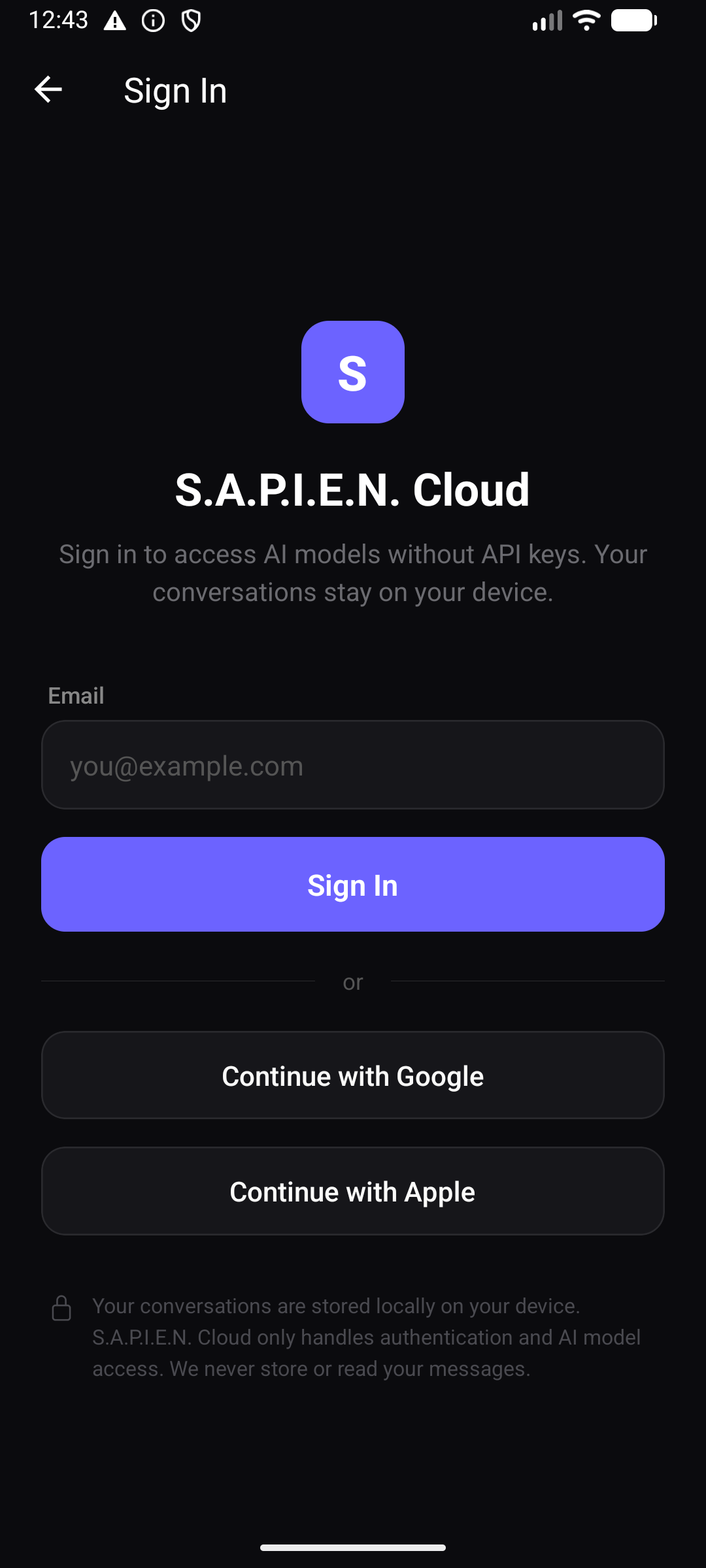 S.A.P.I.E.N. Cloud sign in